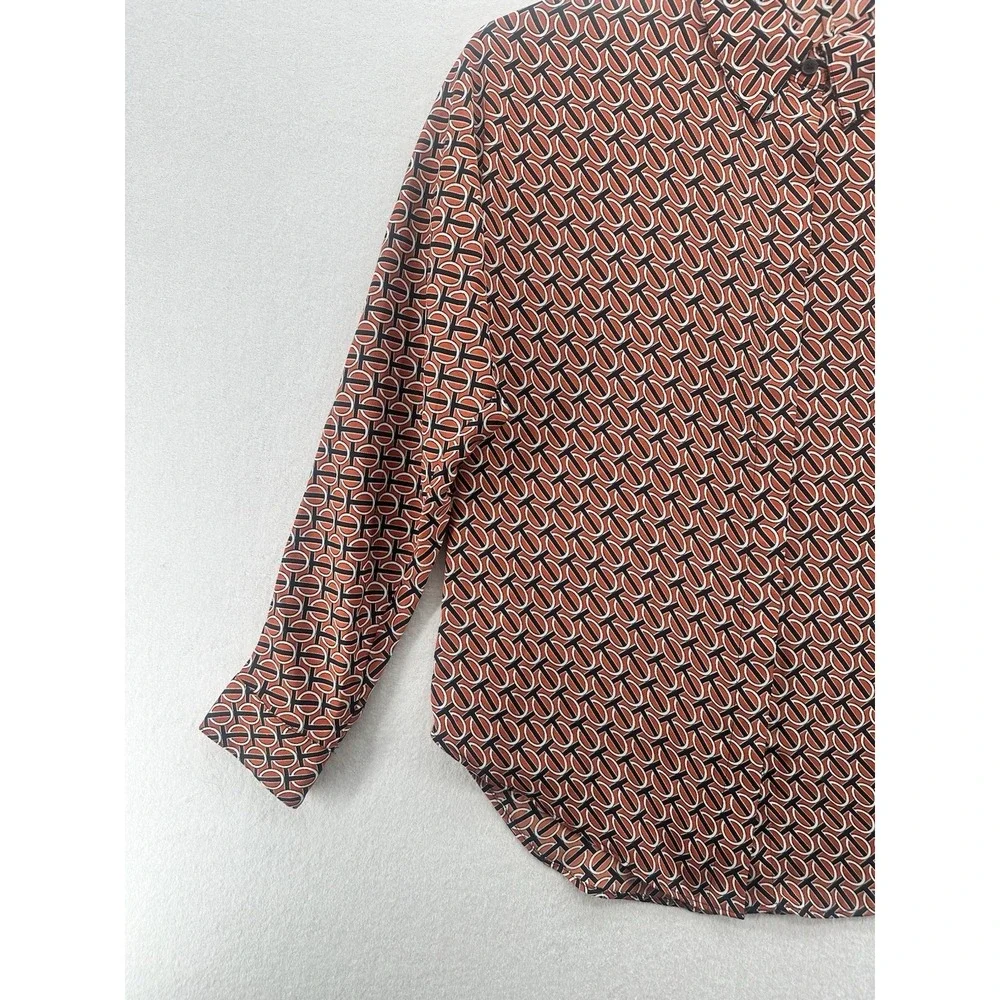 EXPRESS Brown Black Button Down Long Sleeve Shirt‎ Size XS Multicolor